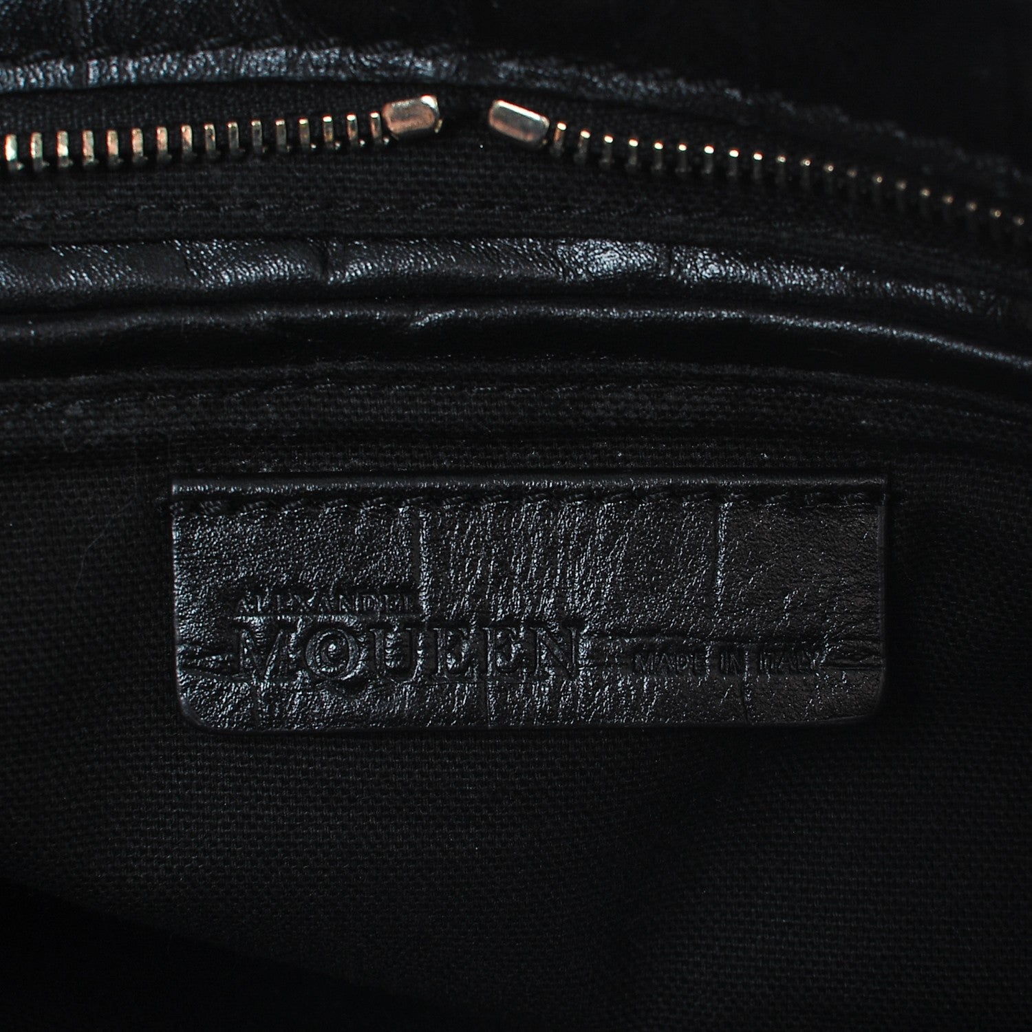 Alexander McQueen Calfskin Crocodile Embossed Small Skull Padlock Zip Around Tote Black 6 of 6