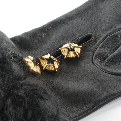 Chanel Lambskin Moscow Shearling Fingerless Gloves Black 3 of 4