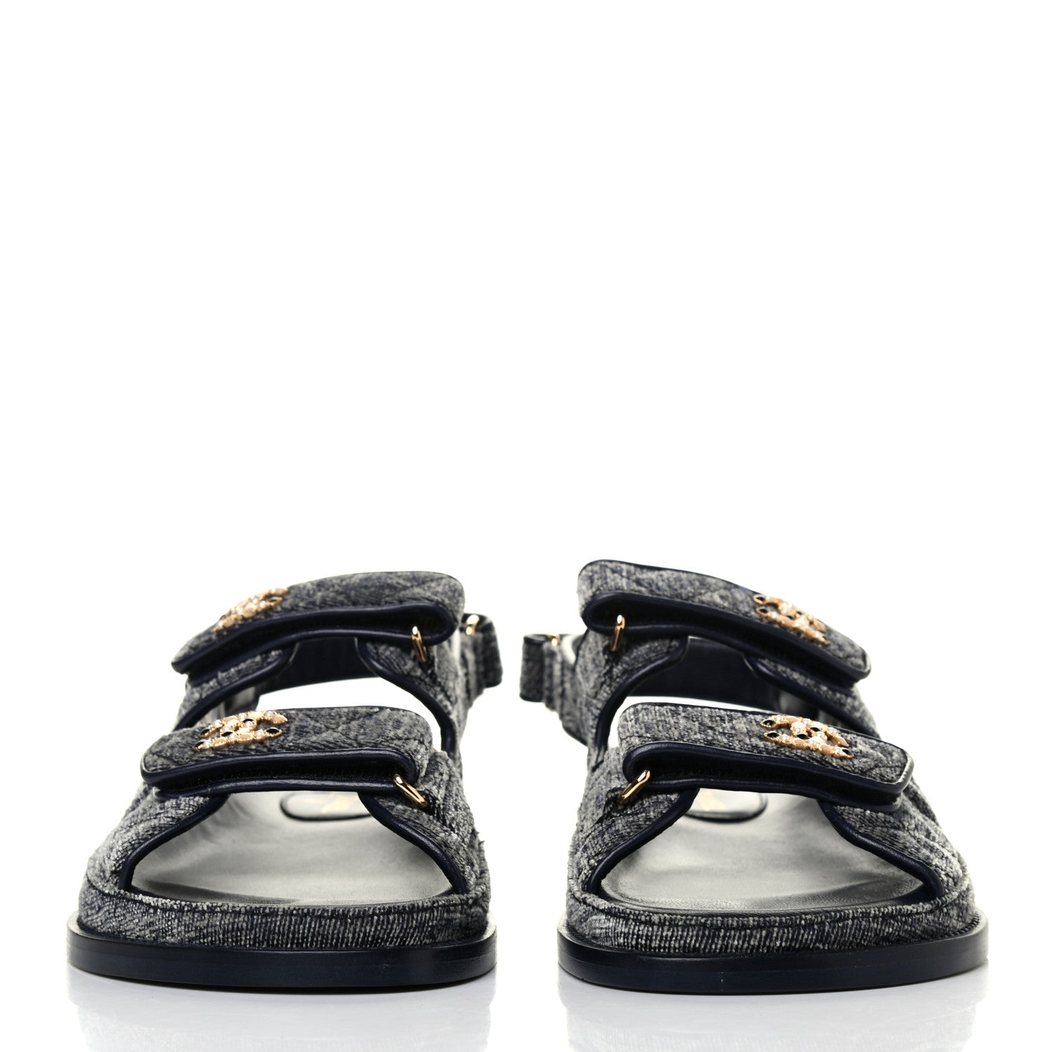 Chanel Velvet Velcro Dad Sandals 39 Grey 2 of 4
