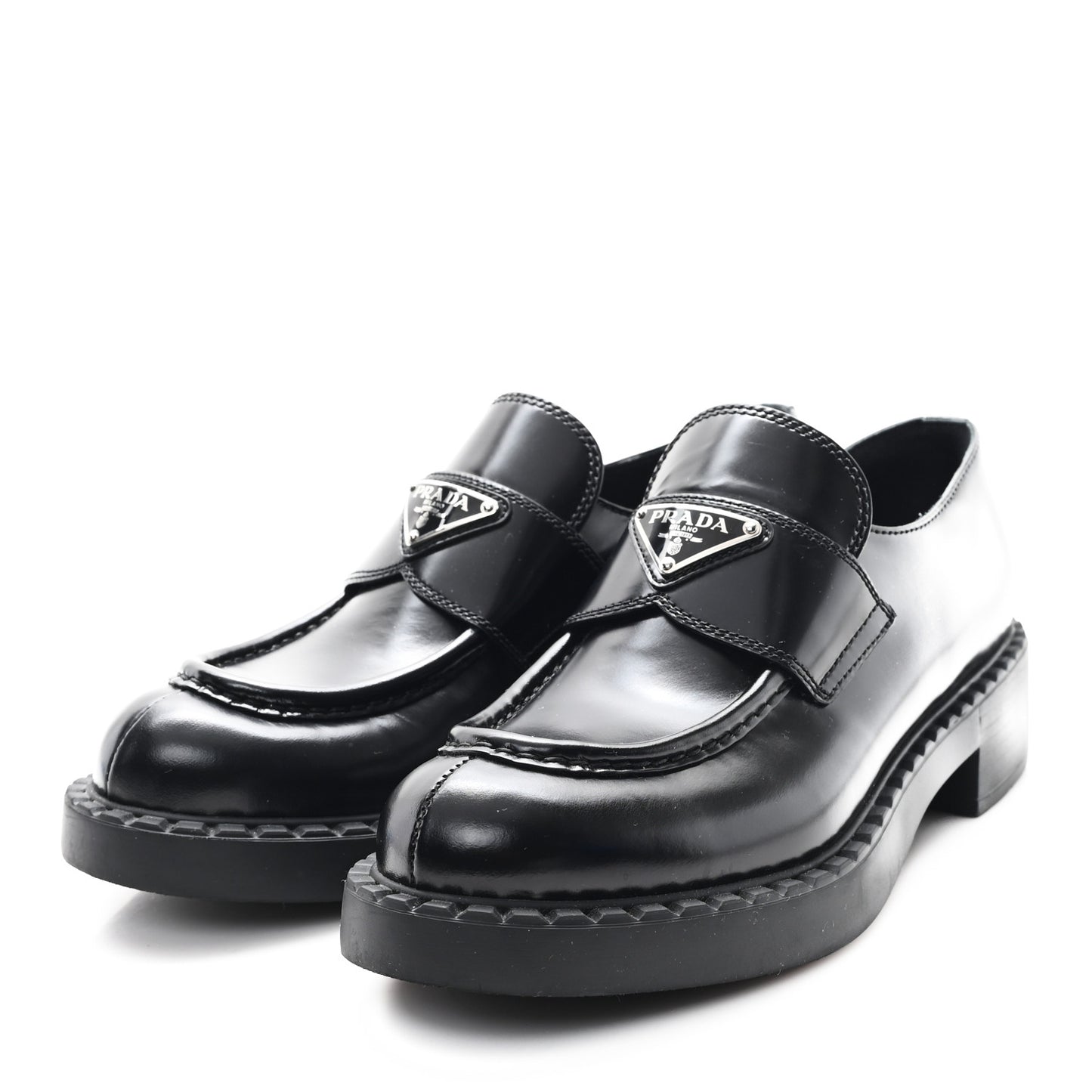 Spazzolato Metal Triangle Logo 50mm Loafers 38 Black