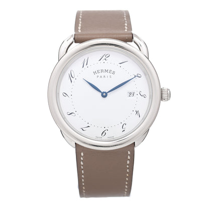 Hermes Stainless Steel Swift 38mm Arceau Quartz Watch Etoupe 1 of 4