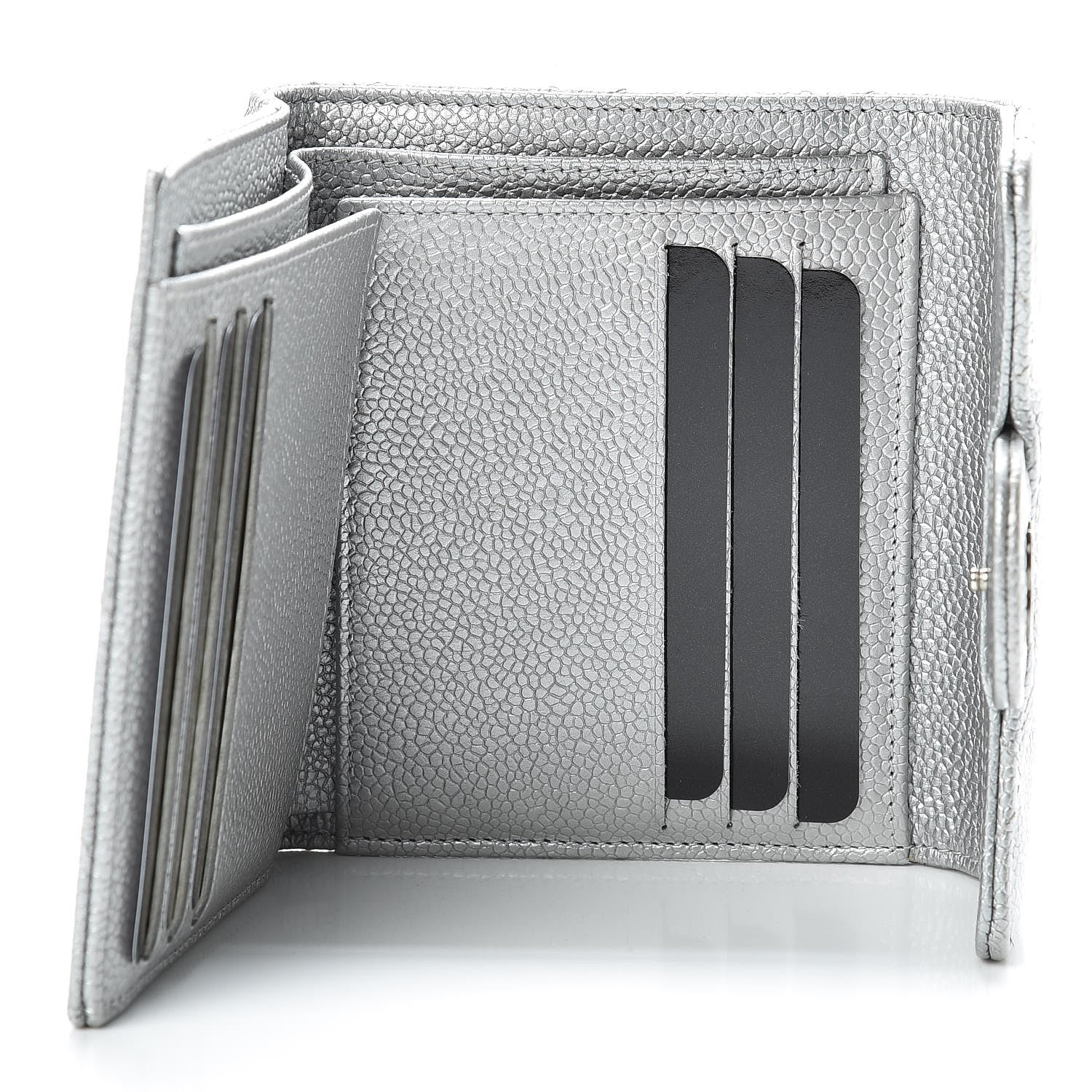 Chanel Metallic Caviar Quilted Compact Flap Wallet Silver 5 of 11