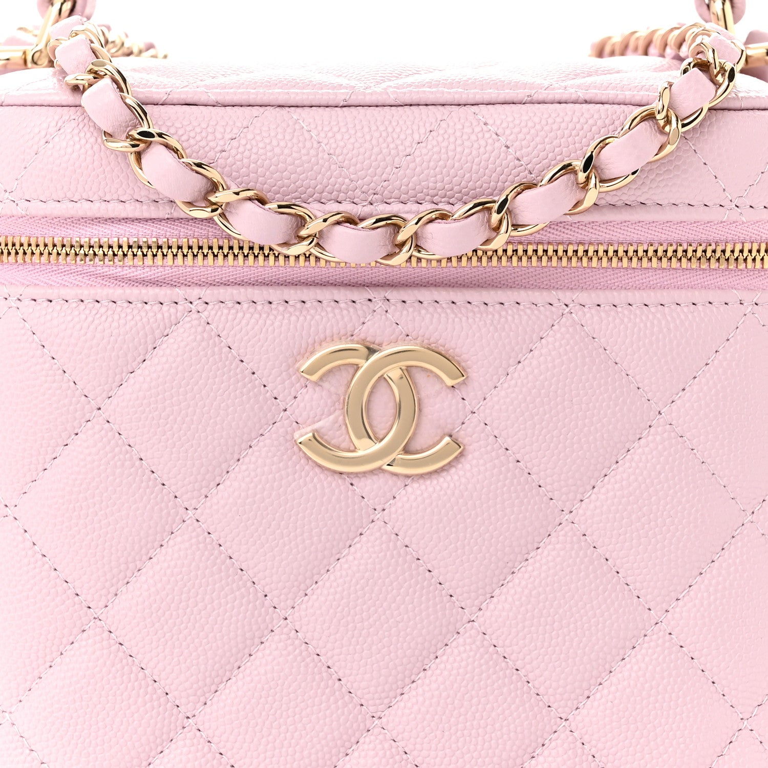 Chanel Caviar Quilted Small Top Handle Vanity Case With Chain Light Pink 8 of 11