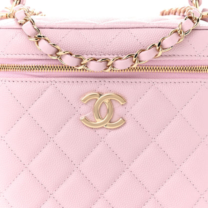 Chanel Caviar Quilted Small Top Handle Vanity Case With Chain Light Pink 8 of 11