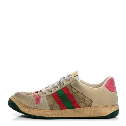Gucci GG Monogram Nubuck Web Womens Screener Sneakers 39.5 New Sand Dusty Milk Pink 1 of 9