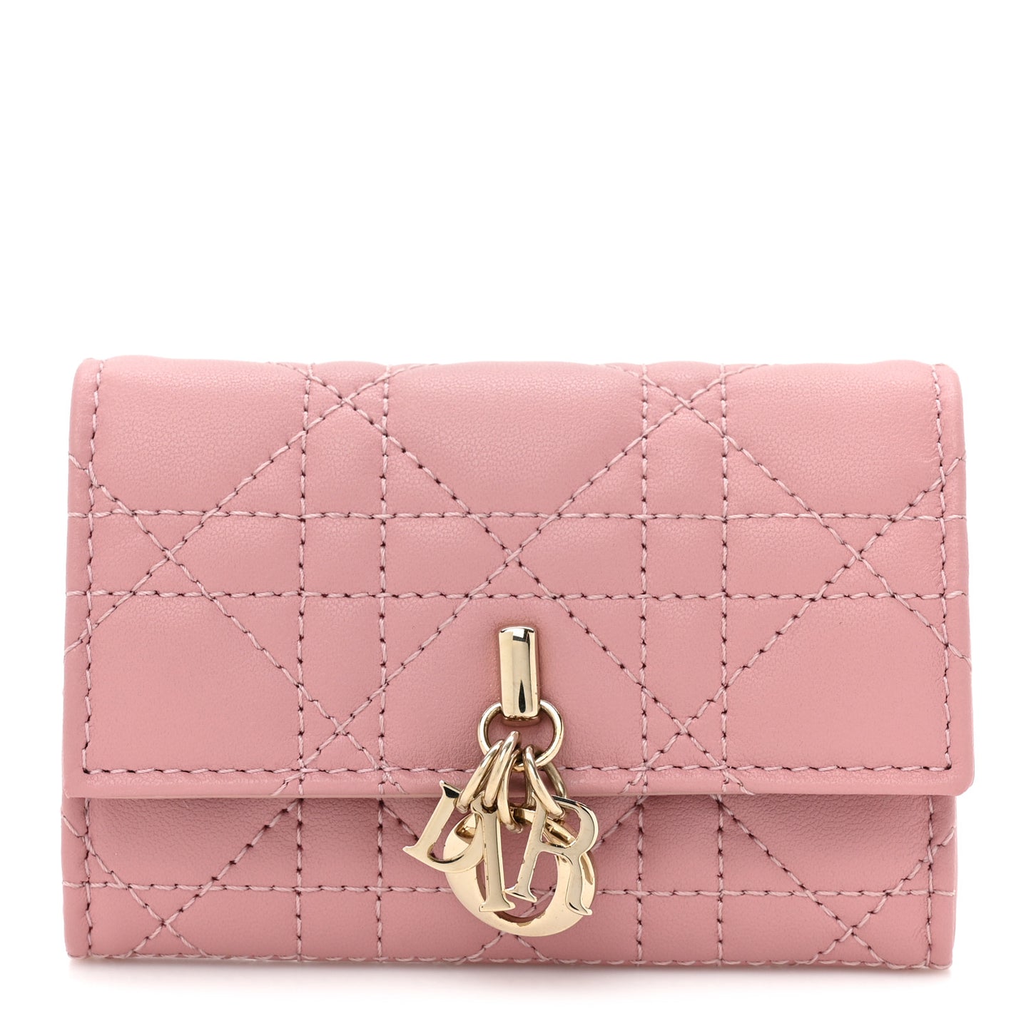 Lambskin Cannage Miss Dior Glycine Wallet Pink