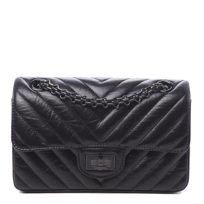 Chanel Aged Calfskin Chevron Quilted 2.55 Reissue Mini Flap So Black 1 of 11