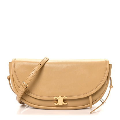 Celine Shiny Lambskin Soft Triomphe Little Half Moon Bag Sandcastle 1 of 8