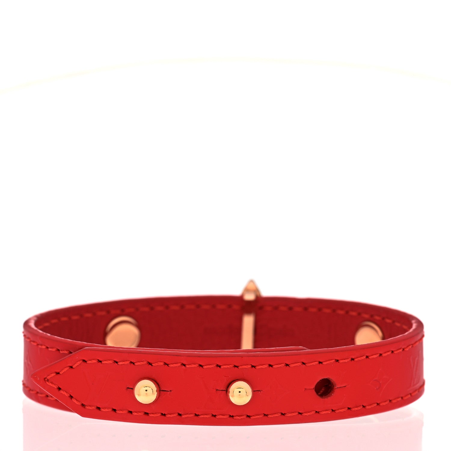 Louis Vuitton Calfskin Monogram Blooming Bracelet 19 Red 3 of 6
