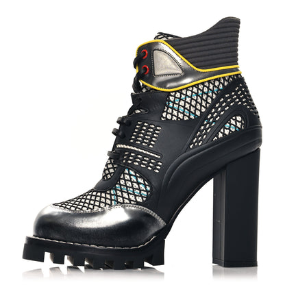 Louis Vuitton Metallic Calfskin Technical Fabric Digital Gate Ankle Boots 40 Black Silver Multicolor 1 of 8