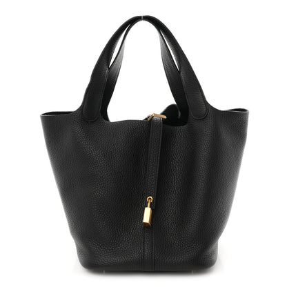 Hermes Taurillon Clemence Picotin Lock 22 MM Black 1 of 10