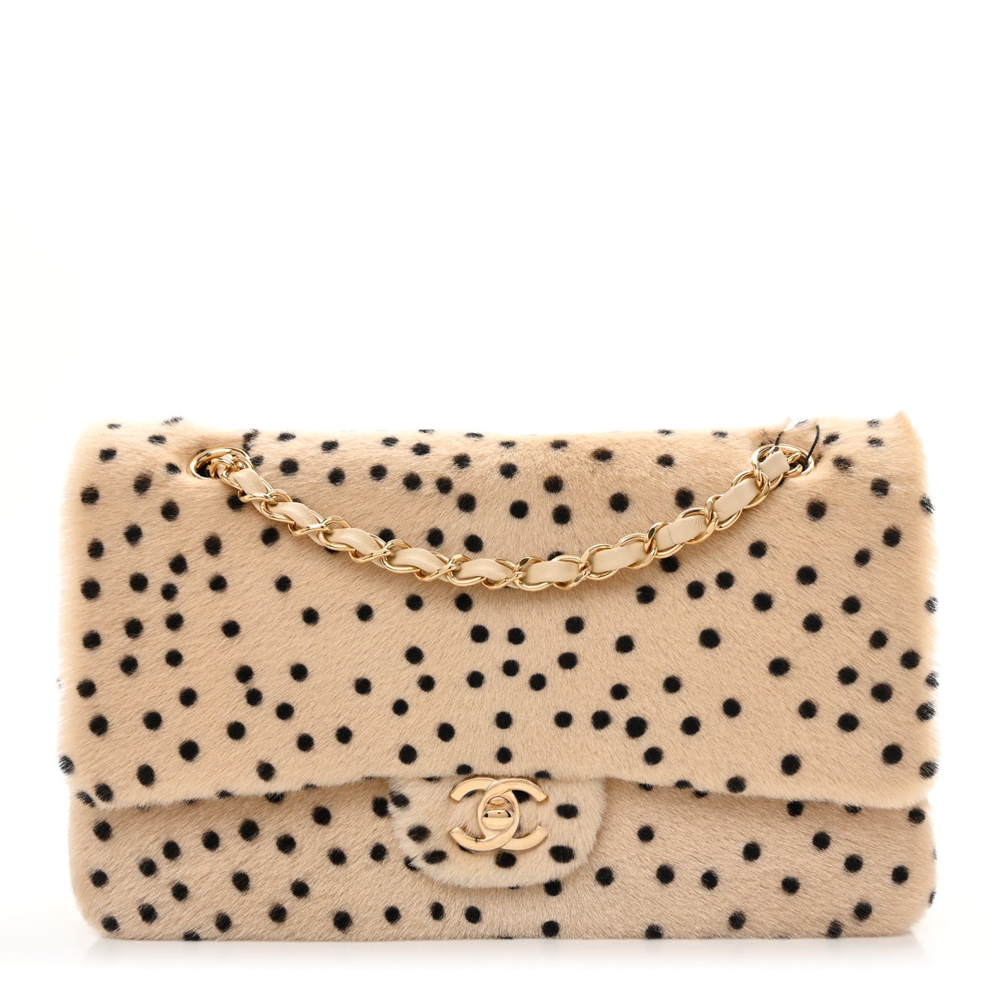 Pony Hair Cheetah Printed Creative Fabrics Flap Light Beige Black
