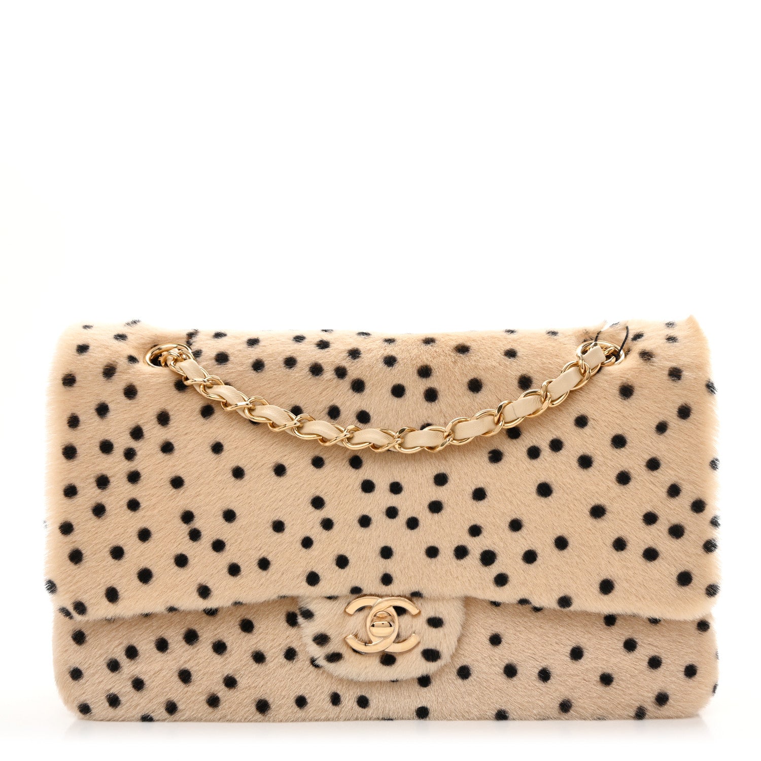 Chanel Pony Hair Cheetah Printed Creative Fabrics Flap Light Beige Black 1 of 10