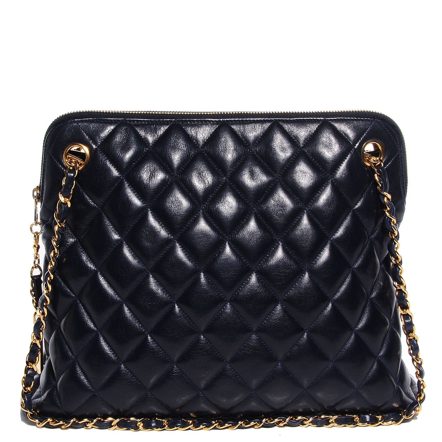 Chanel Lambskin Quilted Shoulder Bag Navy Blue 1 of 8