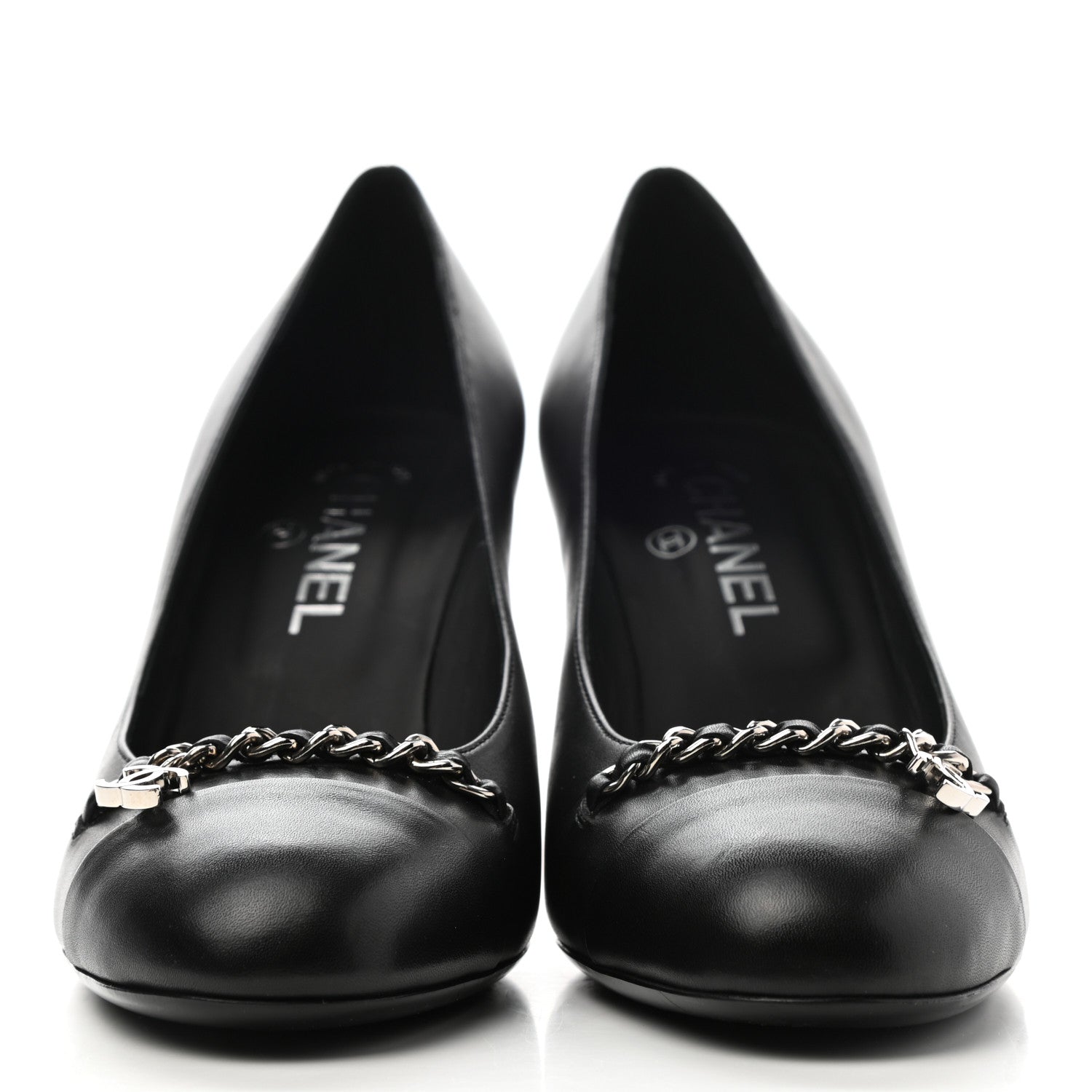 Chanel Calfskin CC Cap Toe Chain Pumps 39 Black 2 of 11