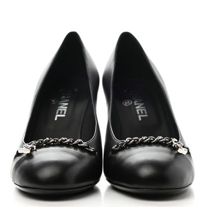 Chanel Calfskin CC Cap Toe Chain Pumps 39 Black 2 of 11