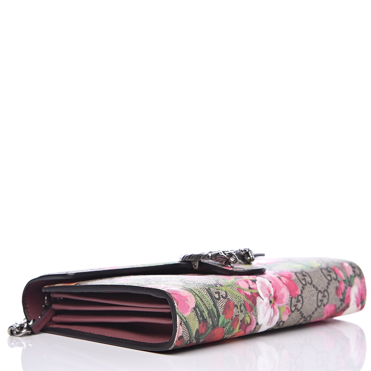 GG Supreme Monogram Blooms Mini Dionysus Chain Wallet Beige Multicolor Dry Rose