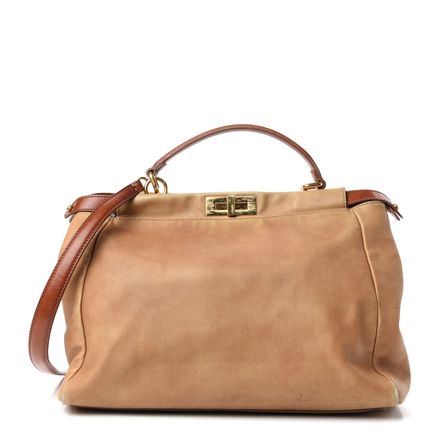 Vitello Saddle Denim Large Peekaboo Iconic Satchel Brown