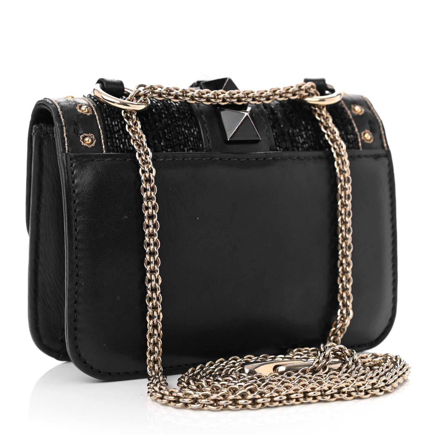 Valentino Garavani Vitello Embellished Mini Glam Lock Flap Black 3 of 8