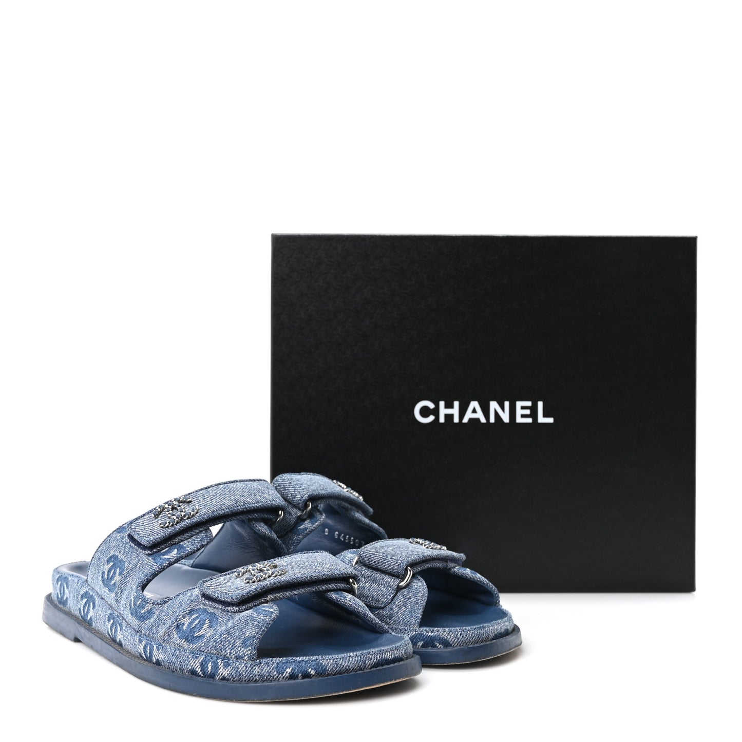 Denim CC Velcro Dad Chain CC Slide Sandals 39 Blue