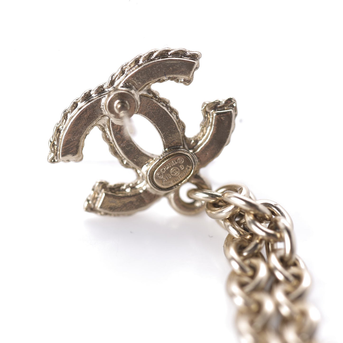 Medallion CC Drop Earrings Light Gold