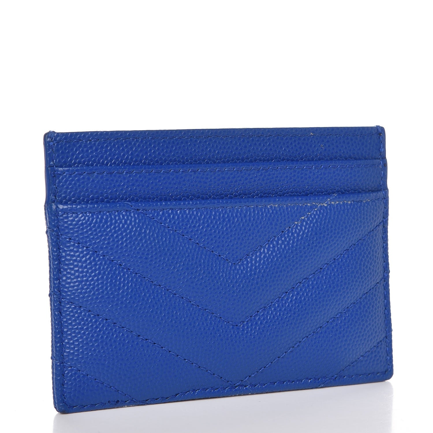 Saint Laurent Grain De Poudre Matelasse Monogram Credit Card Case Blue Majorelle 3 of 8