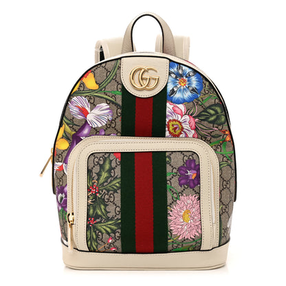 Gucci GG Supreme Monogram Flora Web Small Ophidia Day Backpack White 1 of 12