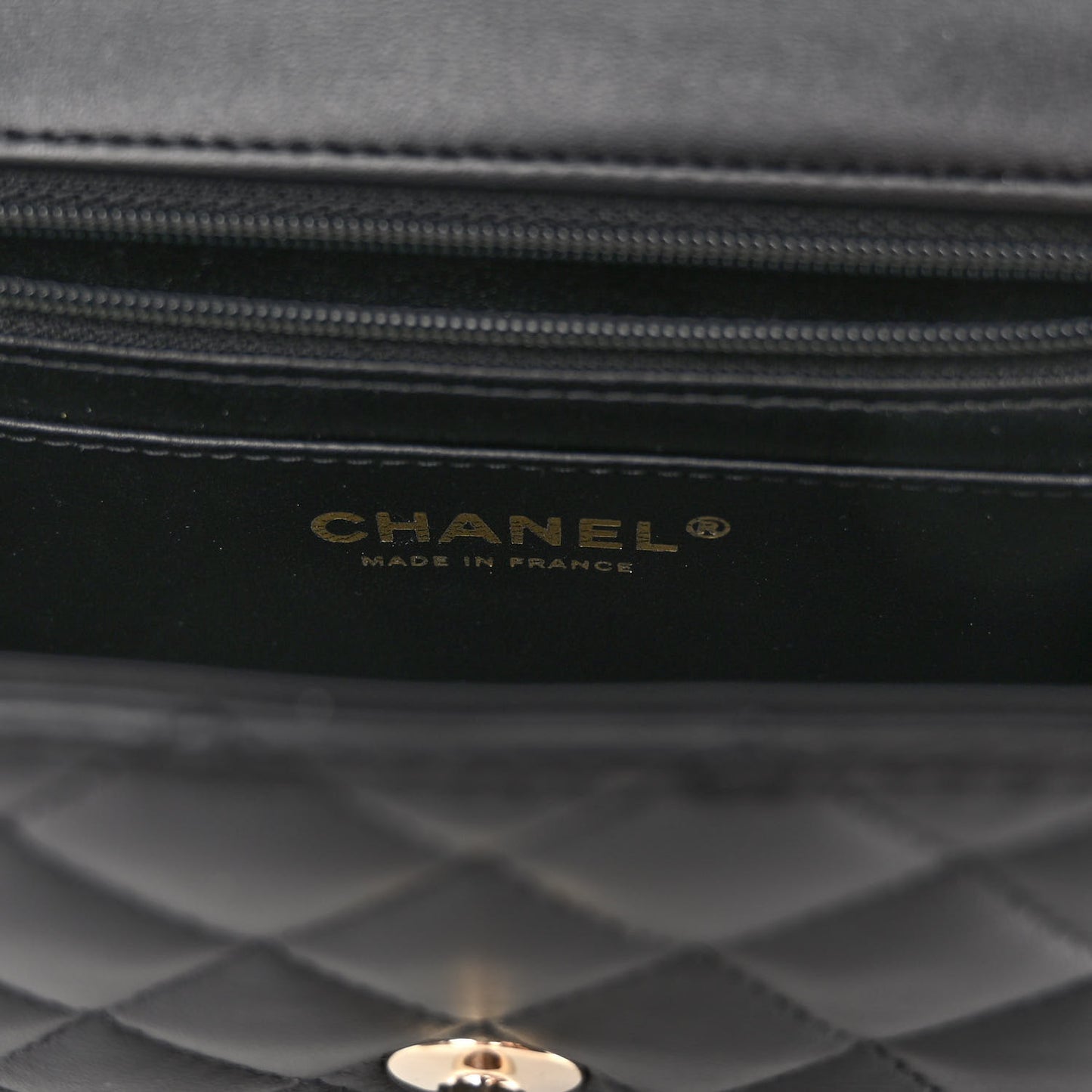 Lambskin Pearl Crystal Quilted Mini CC Lion Charm Top Handle Rectangular Flap Black