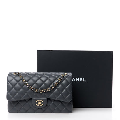Chanel Caviar Quilted Jumbo Double Flap Dark Grey 12 of 12
