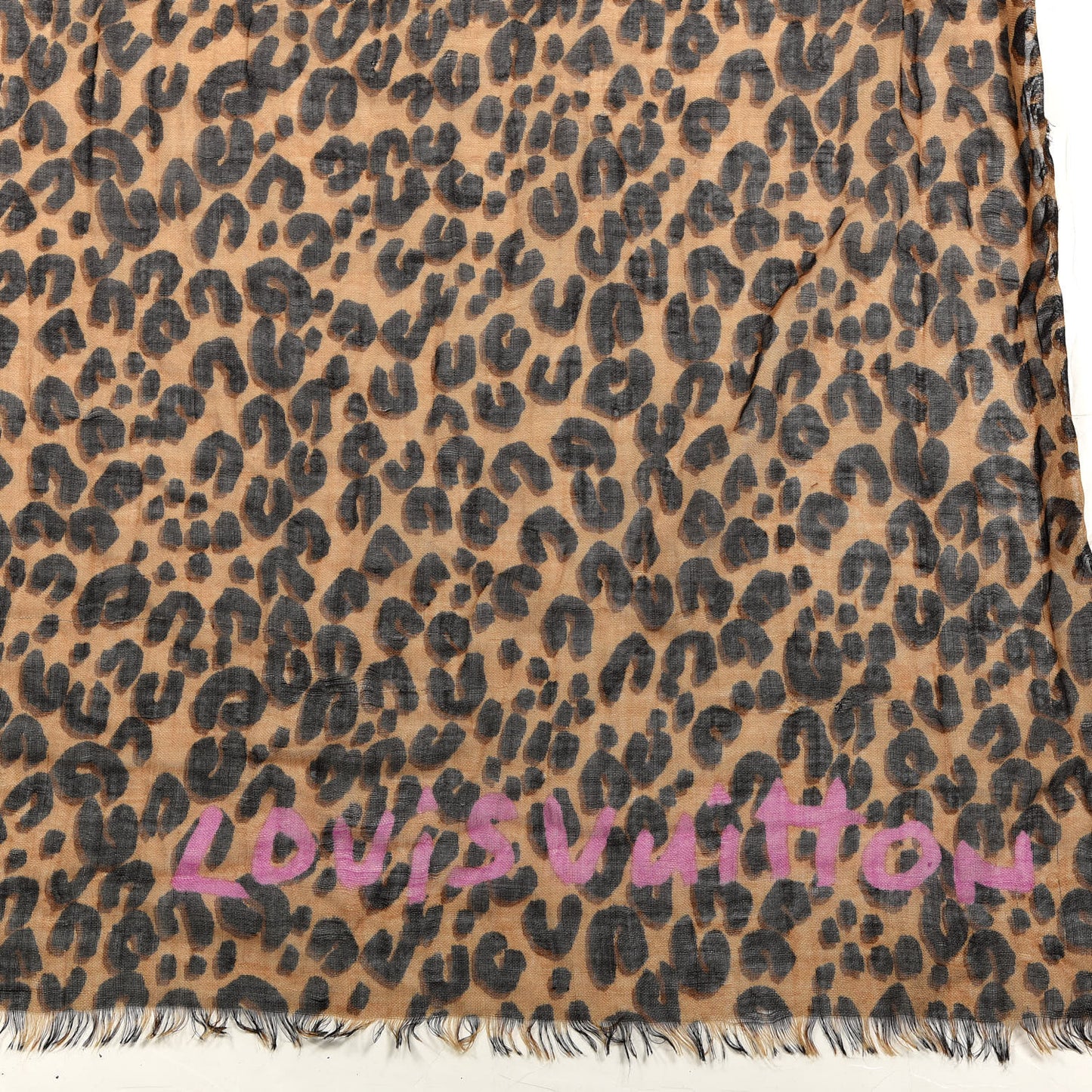 Cashmere Silk Leopard Etole Stole Marron
