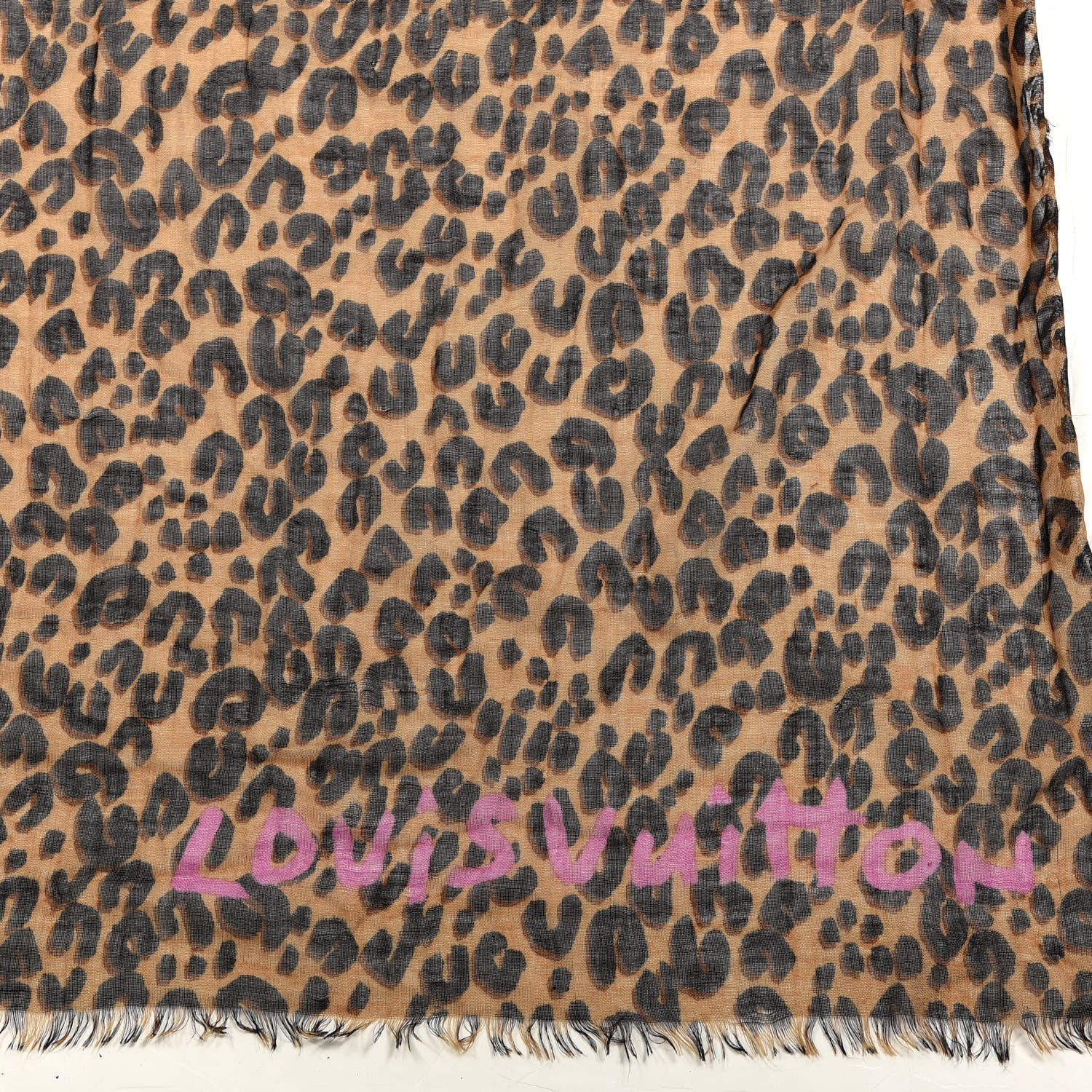 Louis Vuitton Cashmere Silk Leopard Etole Stole Marron 2 of 5