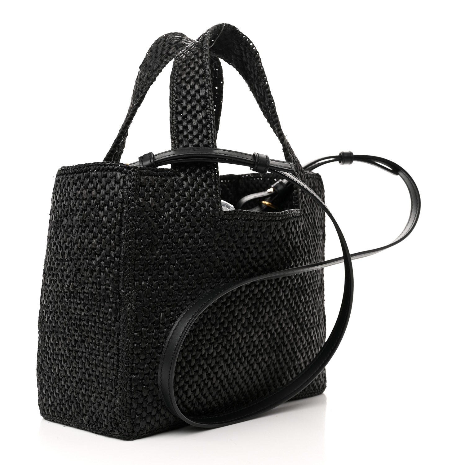 Loewe Raffia Small Paula's Ibiza Logo Tote Black White 3 of 9