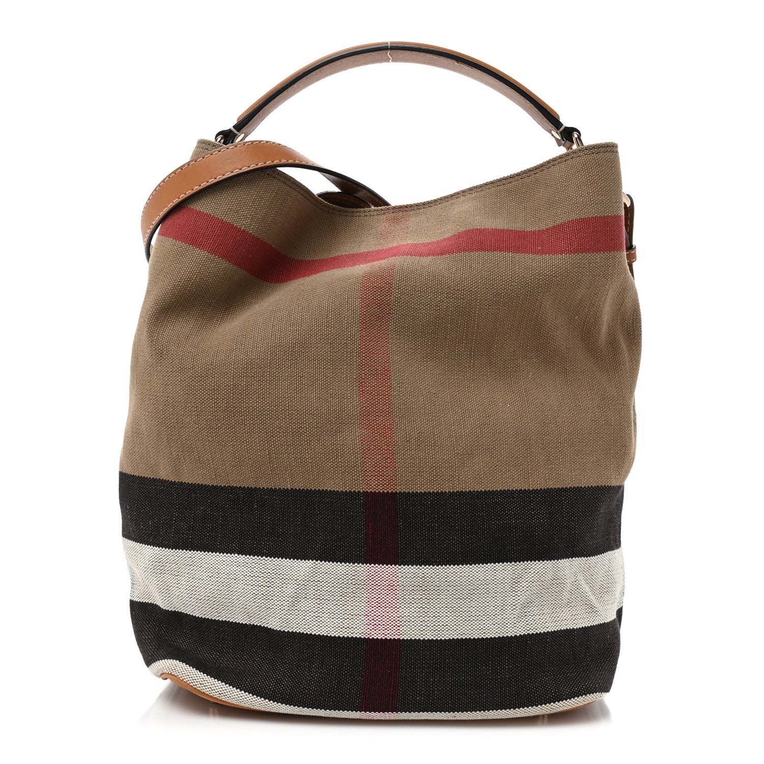 Burberry Canvas Mega Check Medium Ashby Hobo Saddle Brown 1 of 16