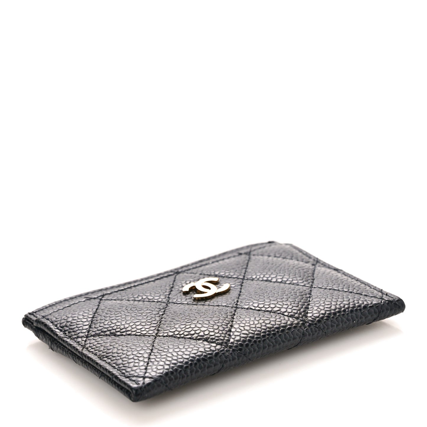 Caviar Quilted Card Holder Black