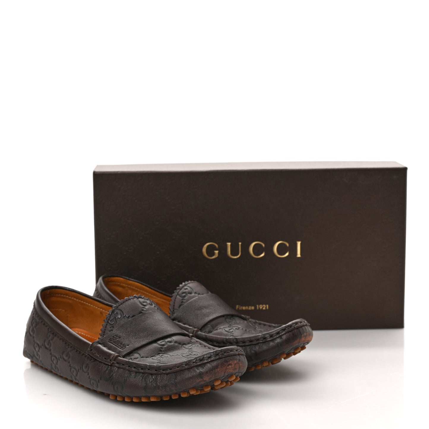 Soft Guccissima Womens Driver Loafers 36.5 Chocolate
