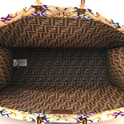 Fendi X VERSACE Canvas Printed Plexiglass Fendace FF Baroque XL Fendi Sunshine Shopper Tote Gold 5 of 9