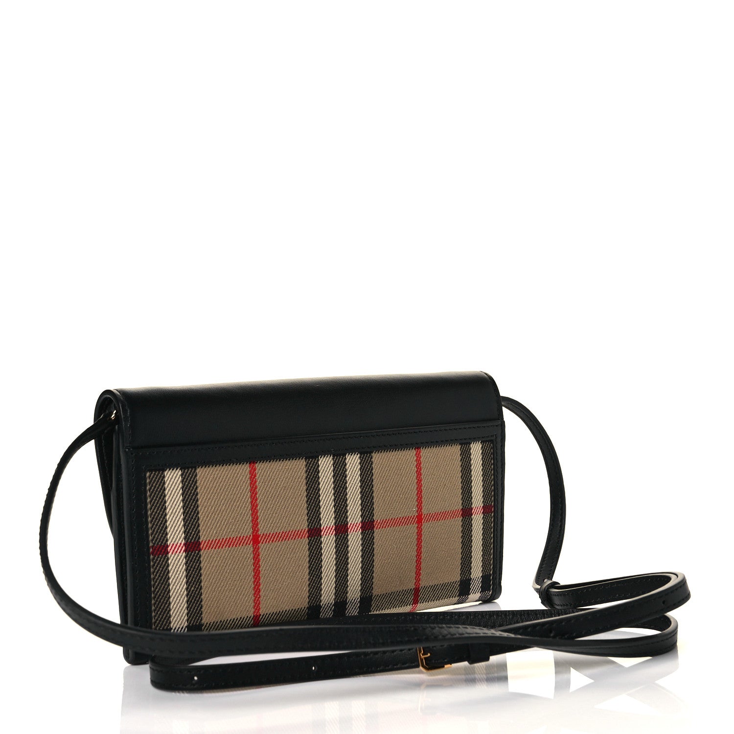 Burberry Calfskin Vintage Check Phone Pocket Crossbody Archive Beige Black 3 of 8
