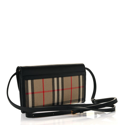 Burberry Calfskin Vintage Check Phone Pocket Crossbody Archive Beige Black 3 of 8