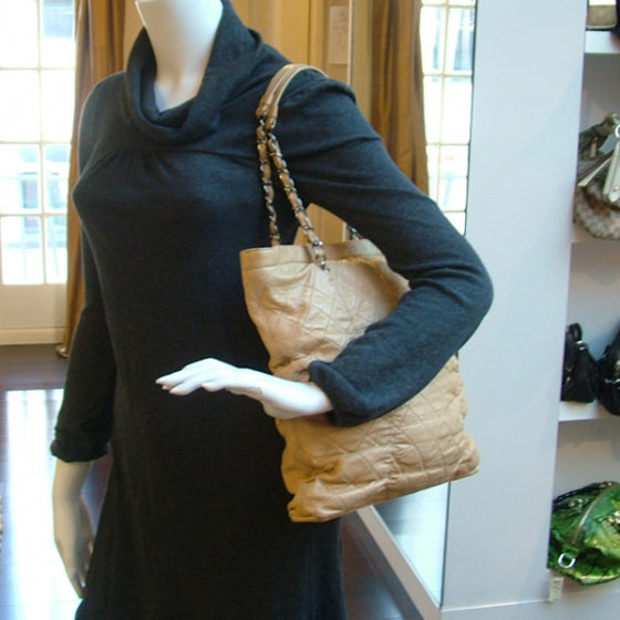 Lambskin Sharpei N/S Shopping Tote Beige