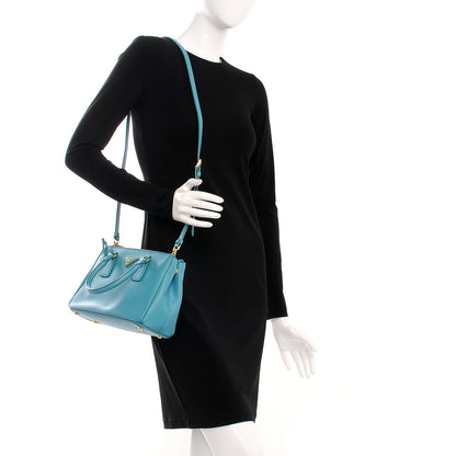 Prada Saffiano Mini Galleria Double Zip Tote Turchese 2 of 11