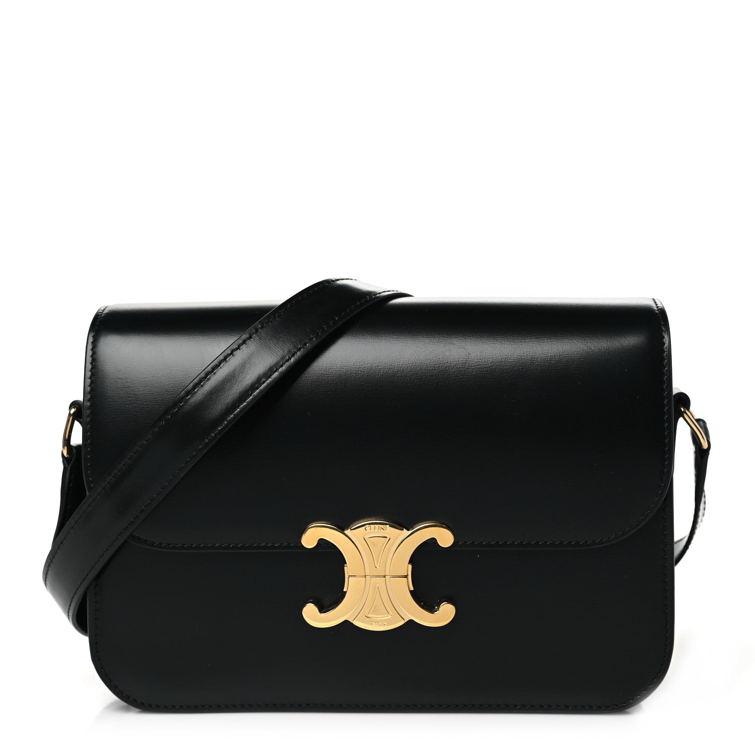 Celine Shiny Calfskin Medium Triomphe Black 1 of 10