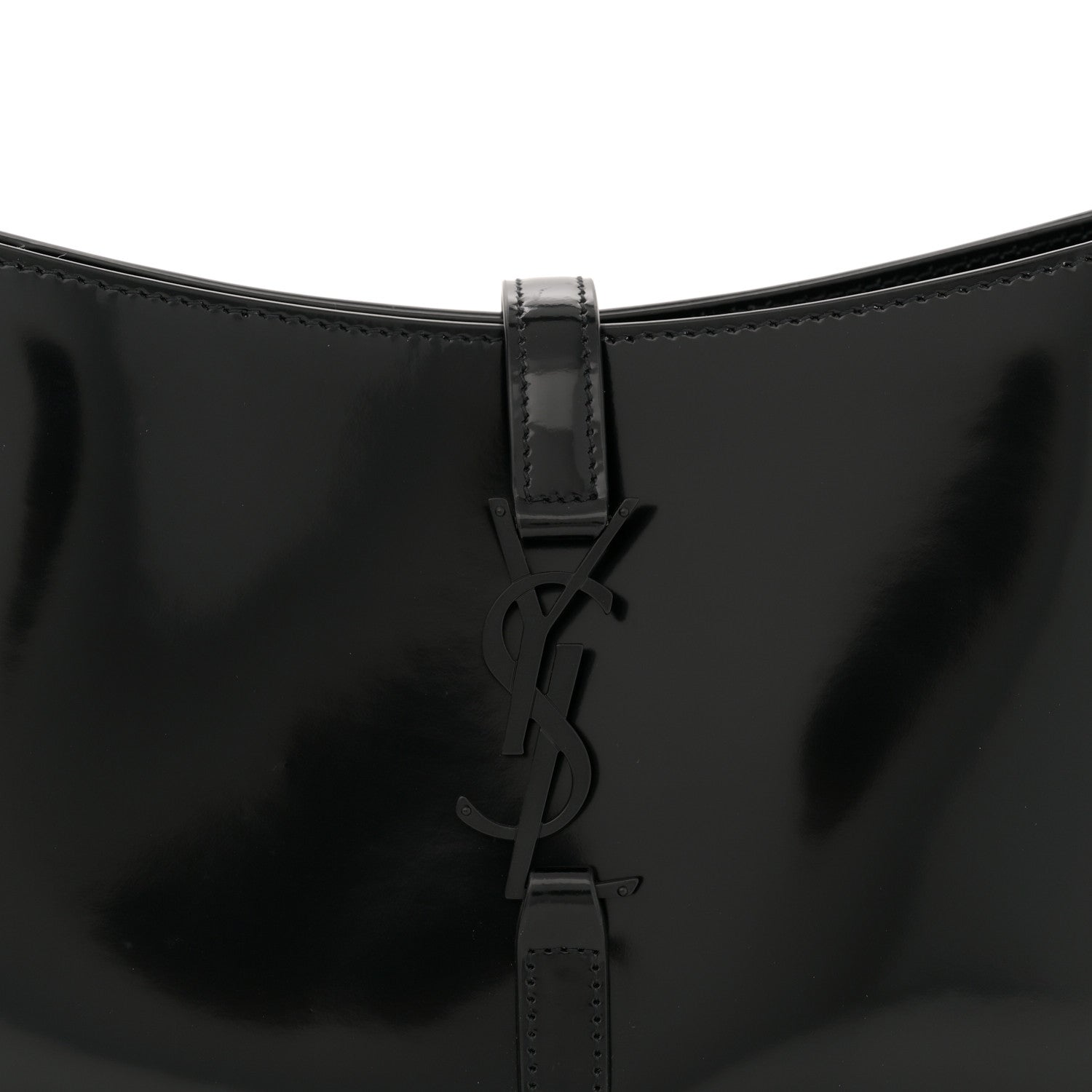 Saint Laurent Patent Calfskin Monochrome Le 5 A 7 Hobo Black 8 of 11