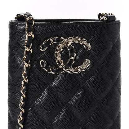 Chanel Caviar Quilted French New Wave Phone Holder With Chain Black 11 of 12