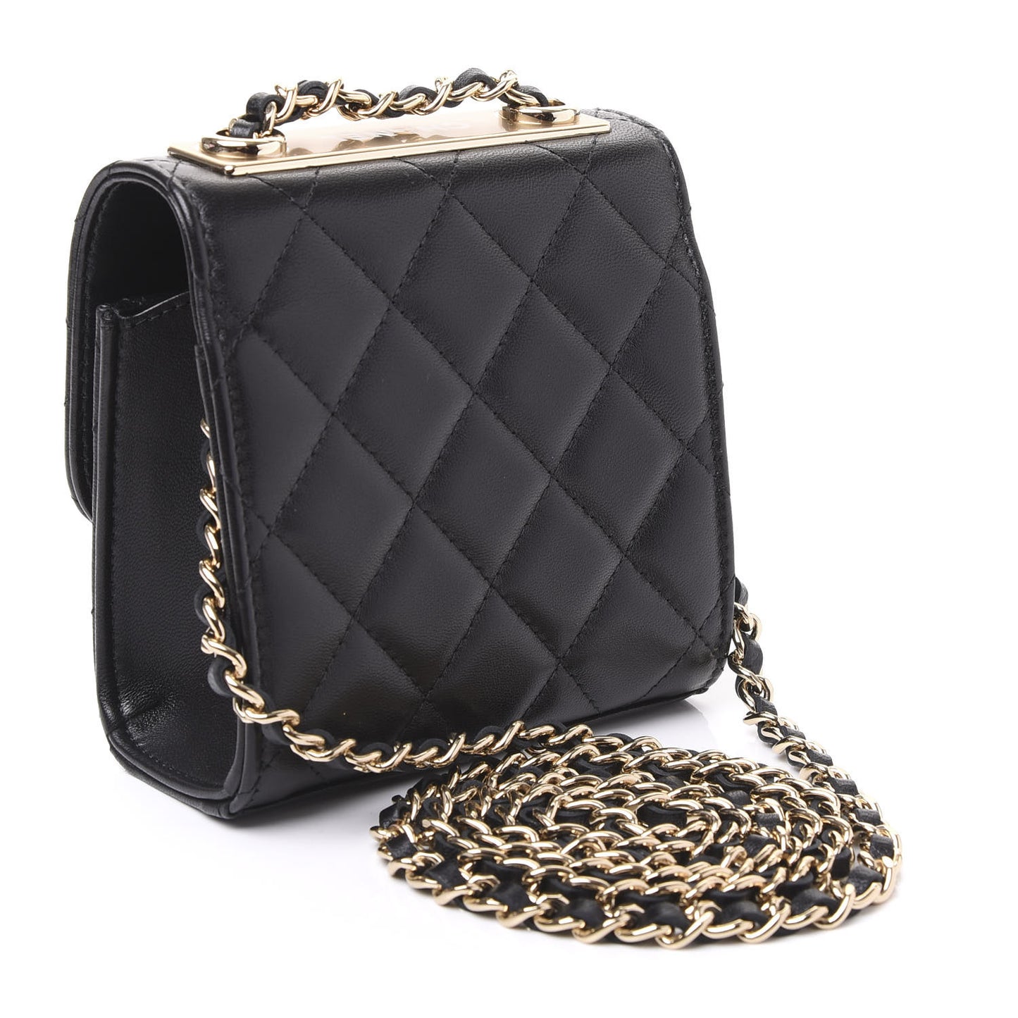 Lambskin Quilted Mini Trendy CC Chain Wallet Black