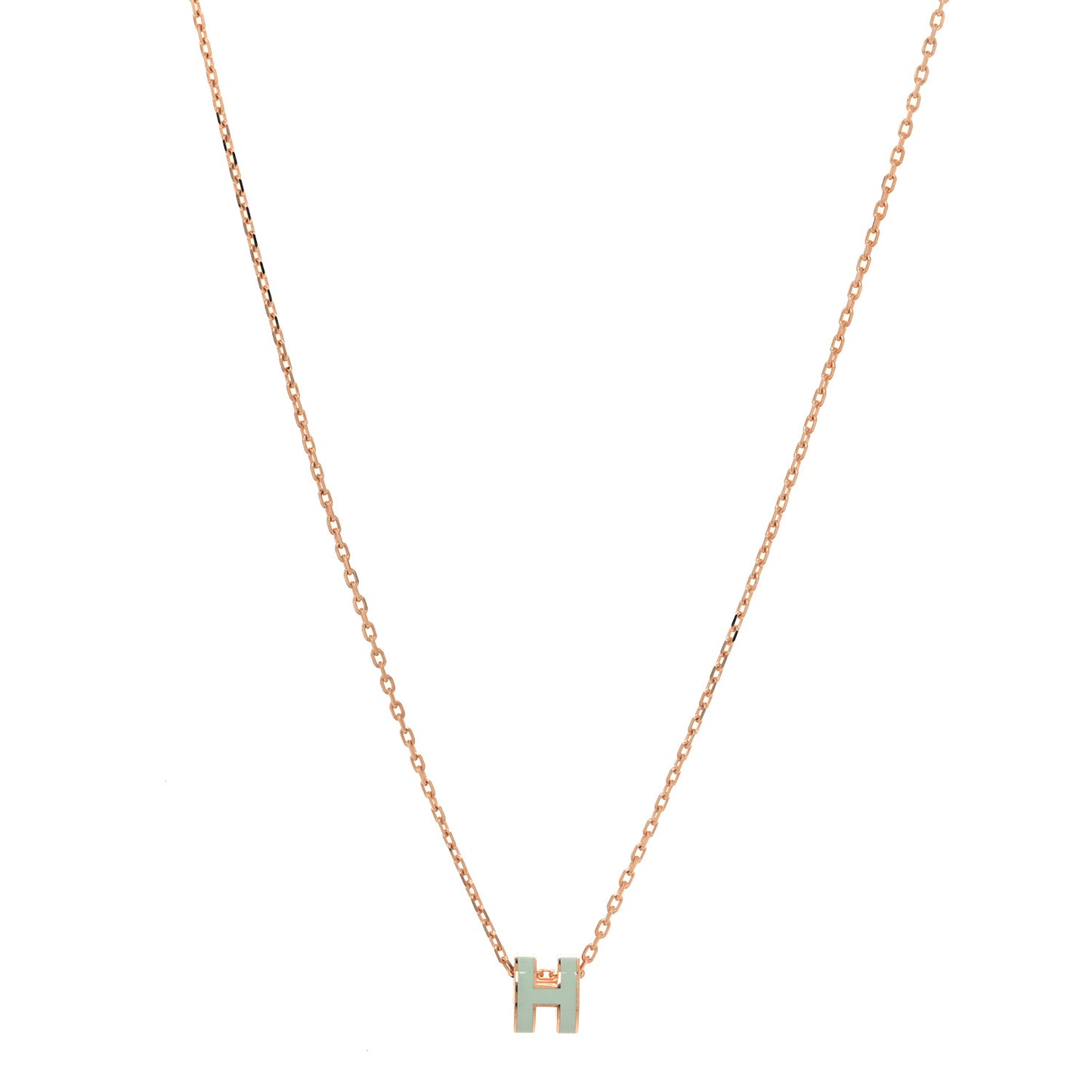 Lacquered Rose Gold Mini Pop H Pendant Necklace Bleu Zephyr
