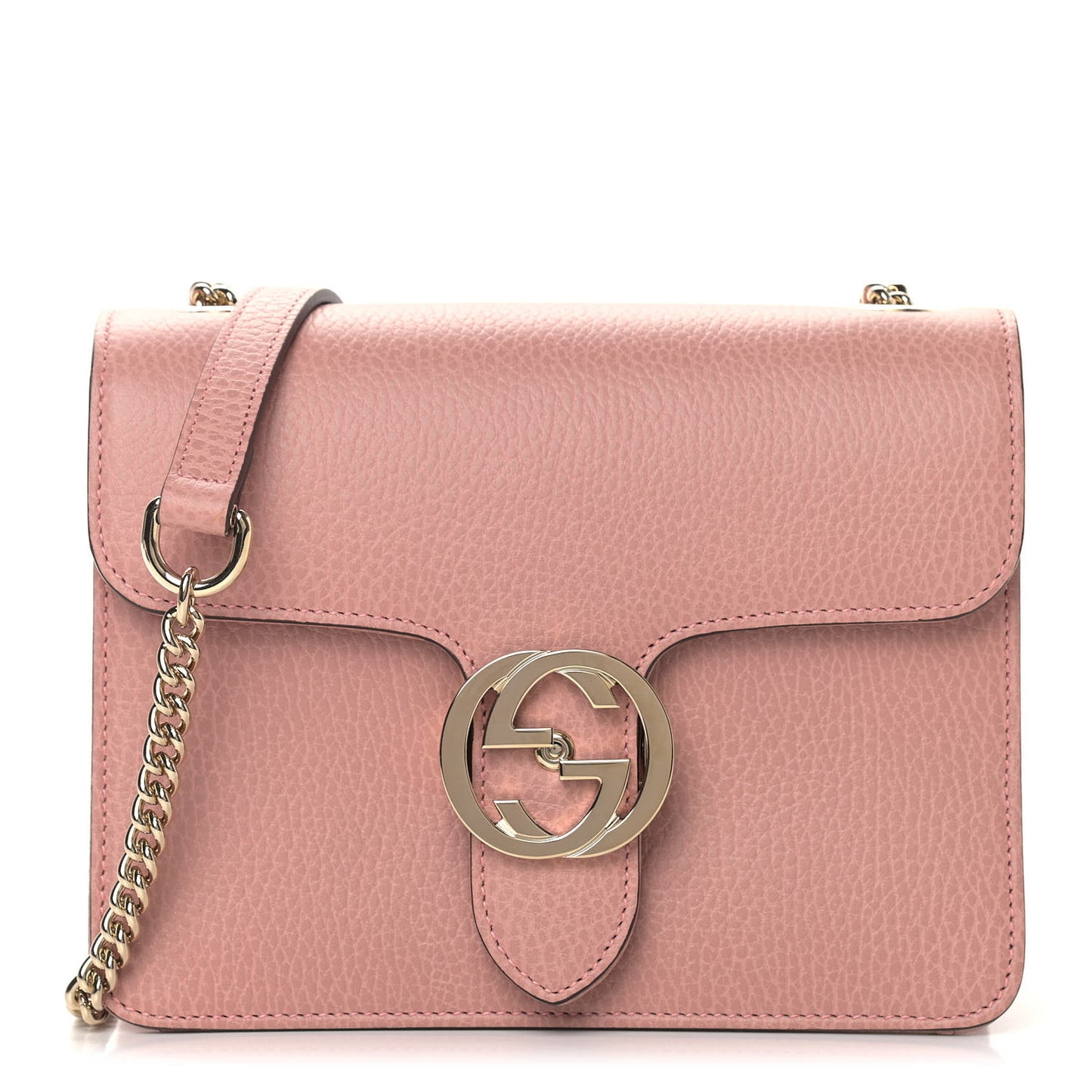 Dollar Calfskin Small Interlocking G Shoulder Bag Soft Pink