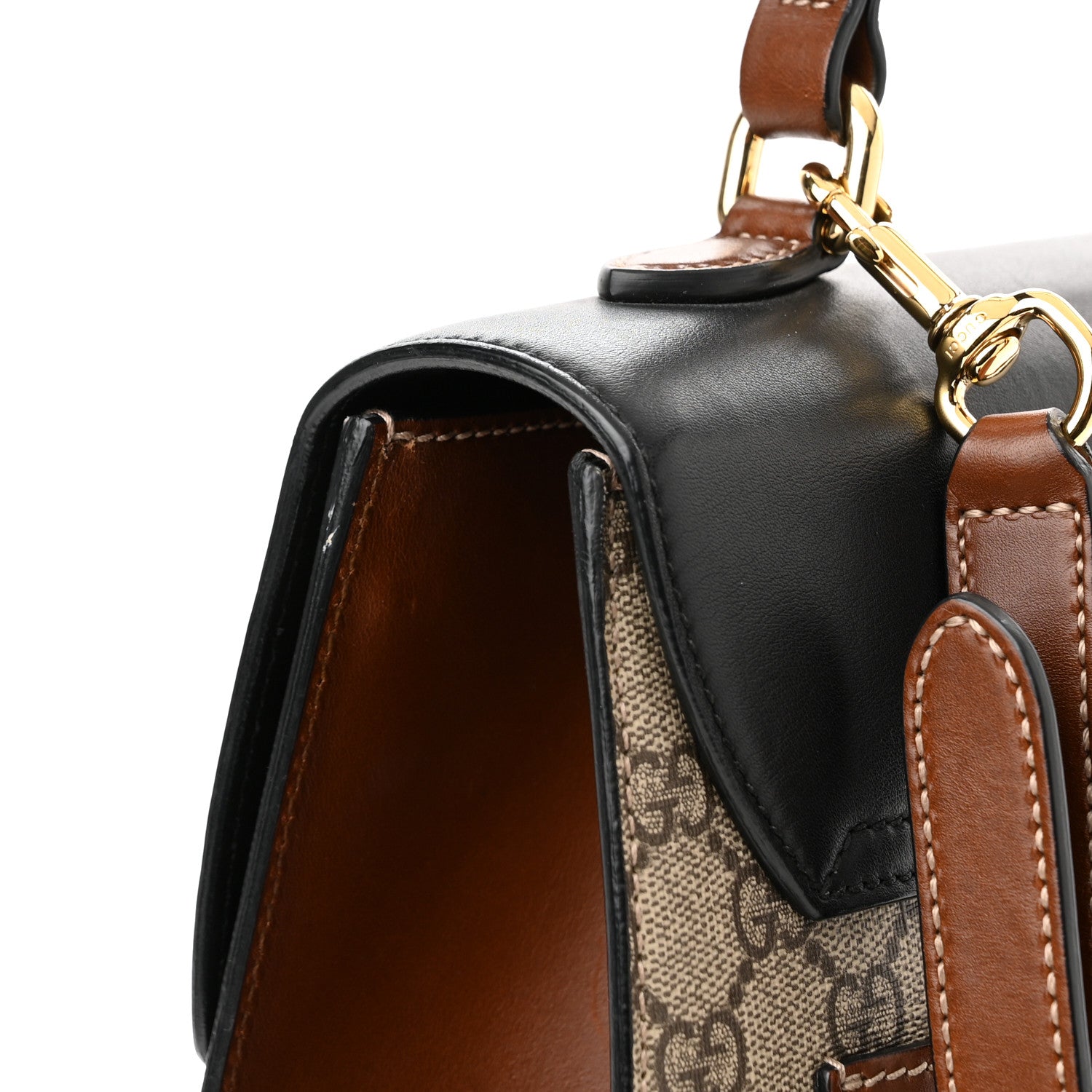 Gucci GG Supreme Monogram Calfskin Medium Padlock Top Handle Bag Beige Black Cuir 11 of 11