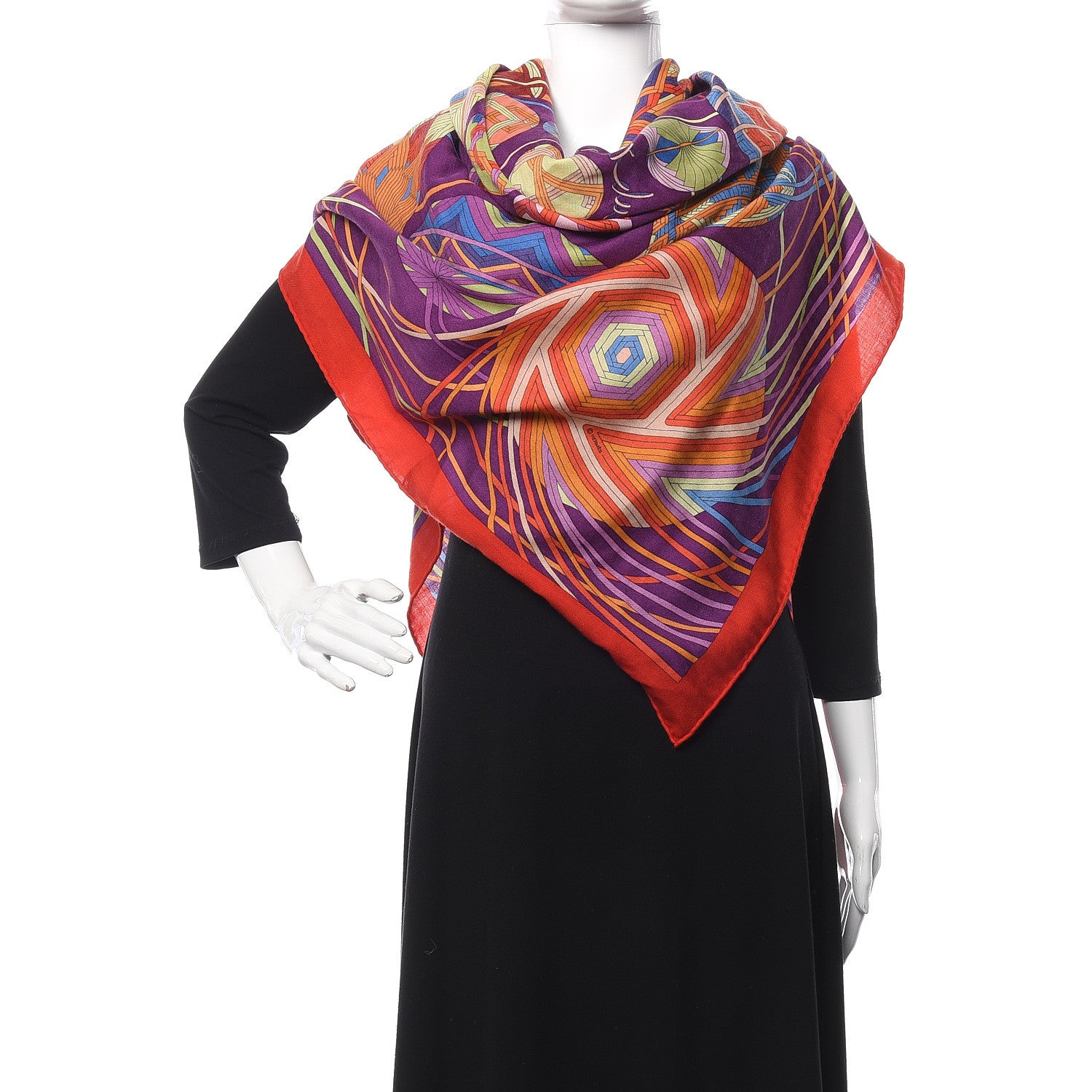 Hermes Cashmere Silk l' Art Du Temari Shawl 140 2 of 7