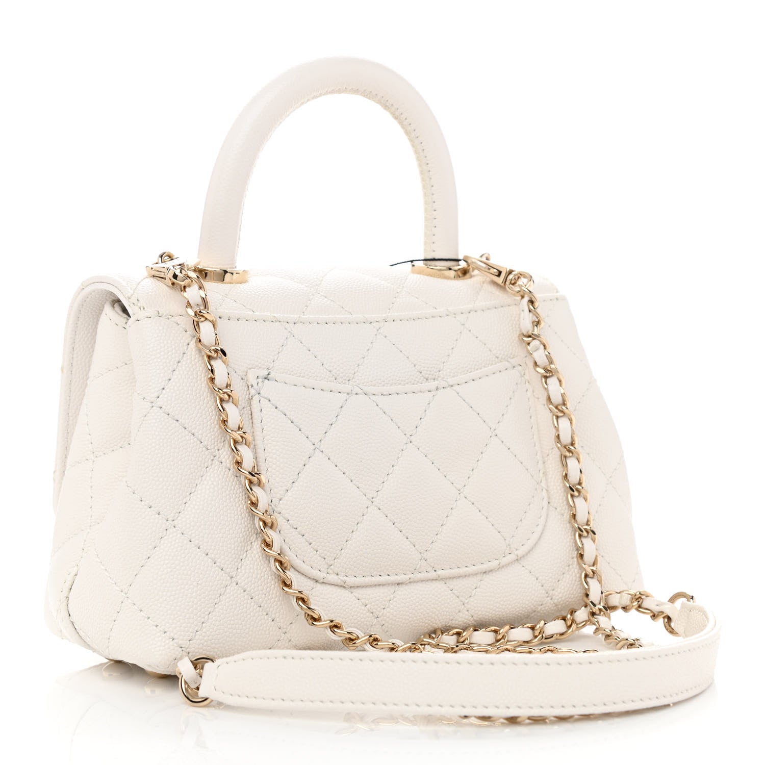 Chanel Caviar Quilted Extra Mini Coco Handle Flap White 3 of 14
