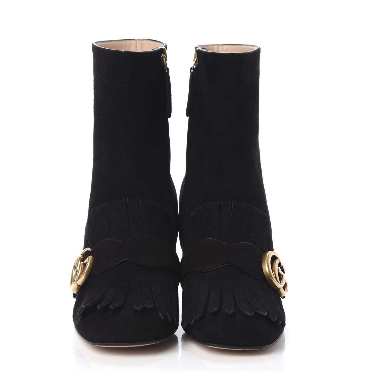 Kid Scamosciato GG Marmont Fringe 75mm Ankle Boots 37 Black